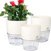 Transparent Double Layer Plastic Flower Pot Self Watering Flowerpot Cotton Rope Watering Small Plant Pot with Injection Port