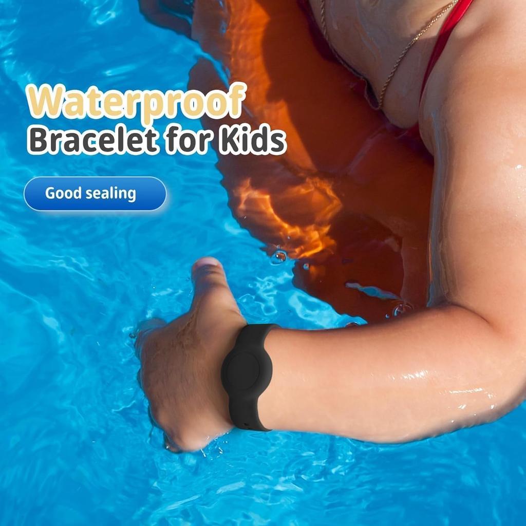 for AirTag Bracelet for Kids, Waterproof Cute Print for Air tag Holder for Kids with Soft Silicone Full Coverage Anti-Lost Hidden for Airtag