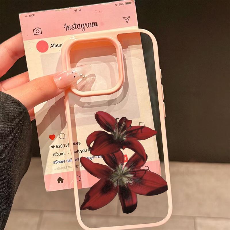 

Розкішний чохол для телефону з принтом квітки лілії орхідеї для IPhone 16 15 14 13 12 11 Pro Max XS XR X 17 Air 7 8 Plus SE 2020, протиударний чохол iPhone 16