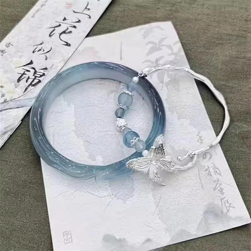 Blue Ice Trendy Fox Bracelet For Women Geometric Design New Chinese Style