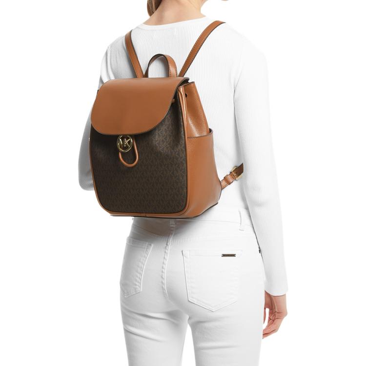 Michael Kors MK Cheryl Monogram Faux Leather Backpack Medium Women backpacks Dark-Brown Acorn-Brown 30F3G2EB2B-252
