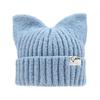 Women's Korean Fashion Cat Ear Wool Hat – Large Head Circumference, Knitted for Warmth, Shows Smaller Face, Perfect for Autumn & Winter
