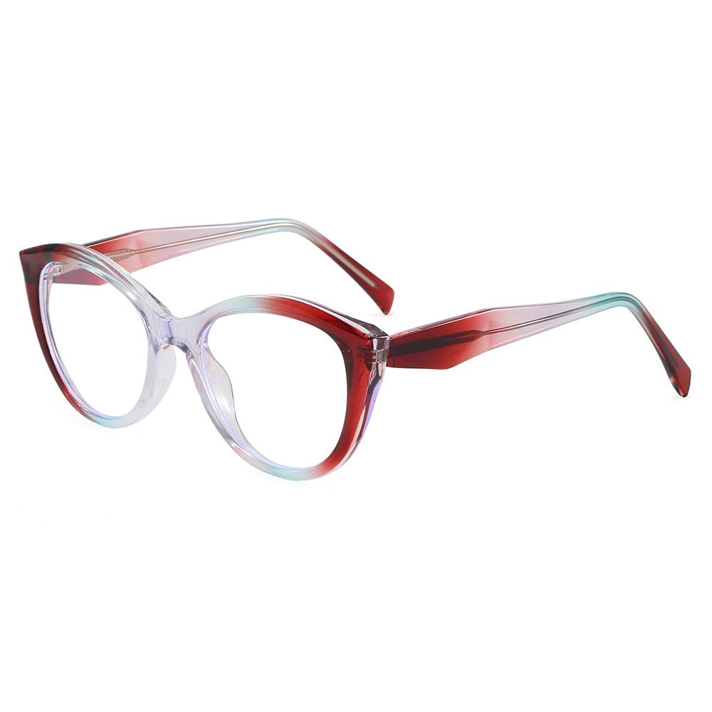 Women's Cat Eye Anti-Blue Light Glasses with Trendy Decoration and Flat Lenses
