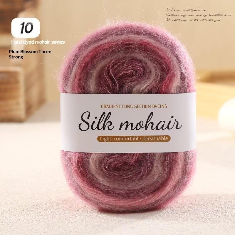 Silk Hand Dyed Mohair Yarn Gradient Wool Yarn Diy Knitted Sweater Accessory Bag Scarf Crochet Thread Soft Non Shedding Hair