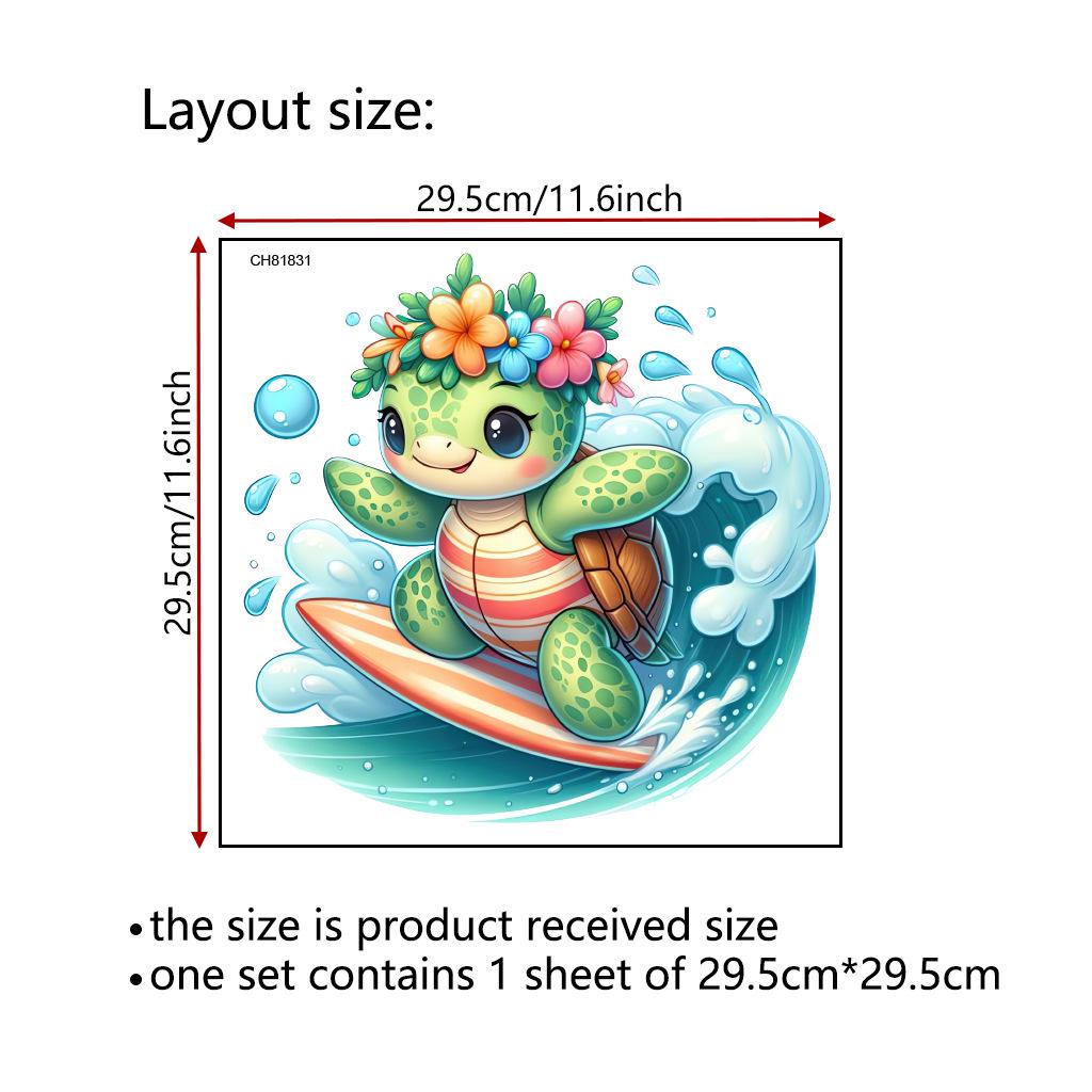 

Морская волна Маленькая черепаха Съемная наклейка на стену и туалет CH81831