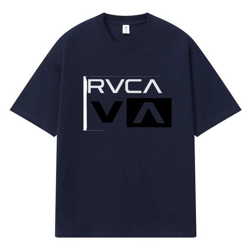 2026 RVCA VA Logo Nadruk Graficzny Streetwear Y2k Harajuku Męskie Damskie Ubrania 100% Bawełna Koszulka Casualowa Oversize Letnia Męska Koszulka