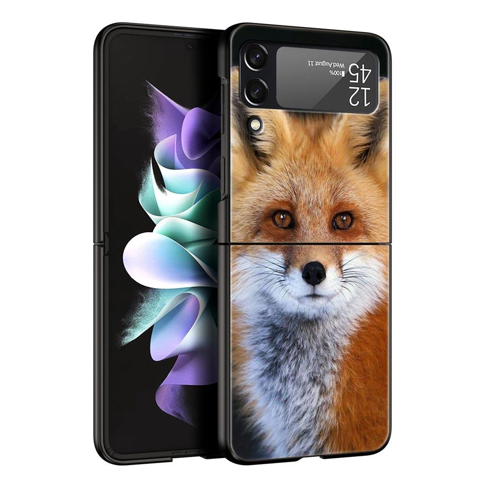 Cute Red Fox dárkové pouzdro na luxusní telefon Samsung GalaxyZ Flip 4 5 Fold Black Hard PC Shell pro Samsung Z Flip 3 Cover Couqe
