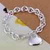 925 Silver Exquisite Double Heart Pendant Bracelets Charms Wedding High Quality Fashion Jewelry Christmas Gifts