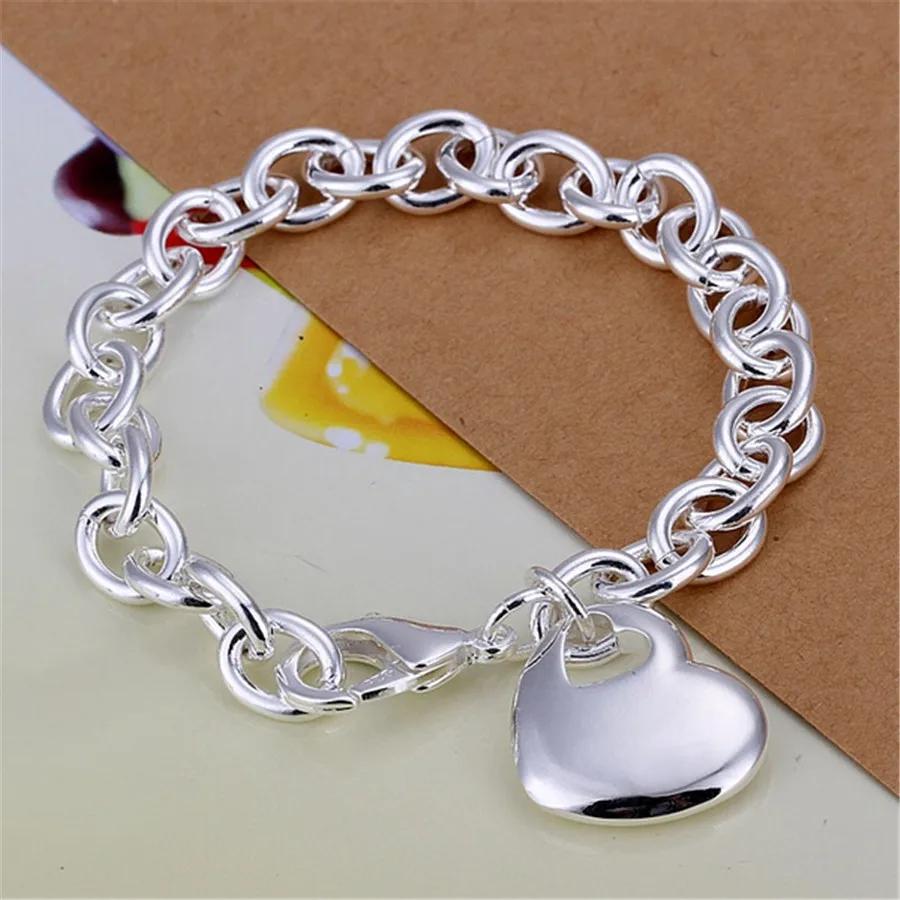 925 Silver Exquisite Double Heart Pendant Bracelets Charms Wedding High Quality Fashion Jewelry Christmas Gifts