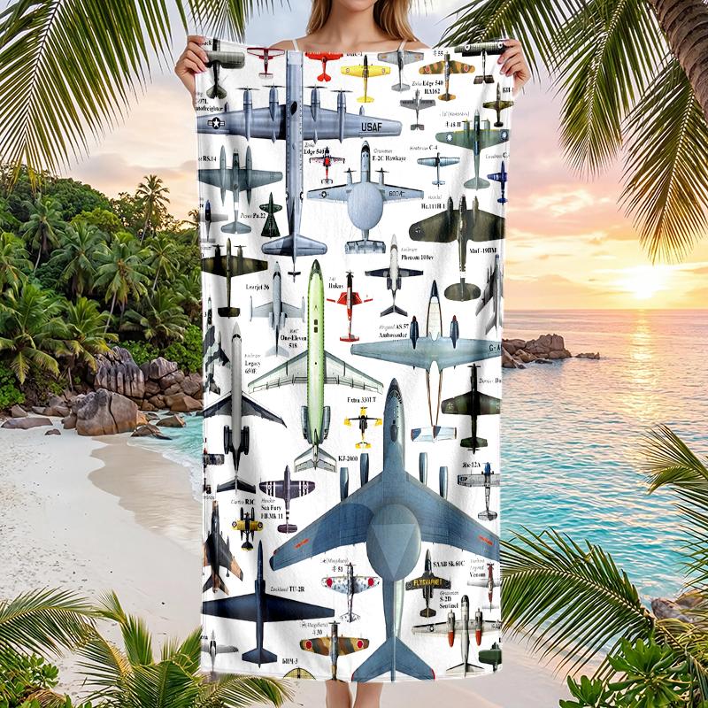 Aircraft Fashion Beach Towel: Ideal for Summer Adventures Soft, Absorbent and Quick Drying Suitable for Swimming and Bathing