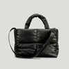 Women's PU leather padded bag woven soft casual white feminine cotton padded shoulder bag