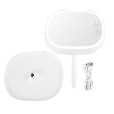 Espejo de Maquillaje LED 2 en 1 Lámpara de Escritorio Ajustable Recargable Luz de Relleno para Sesiones Fotográficas Blanco
