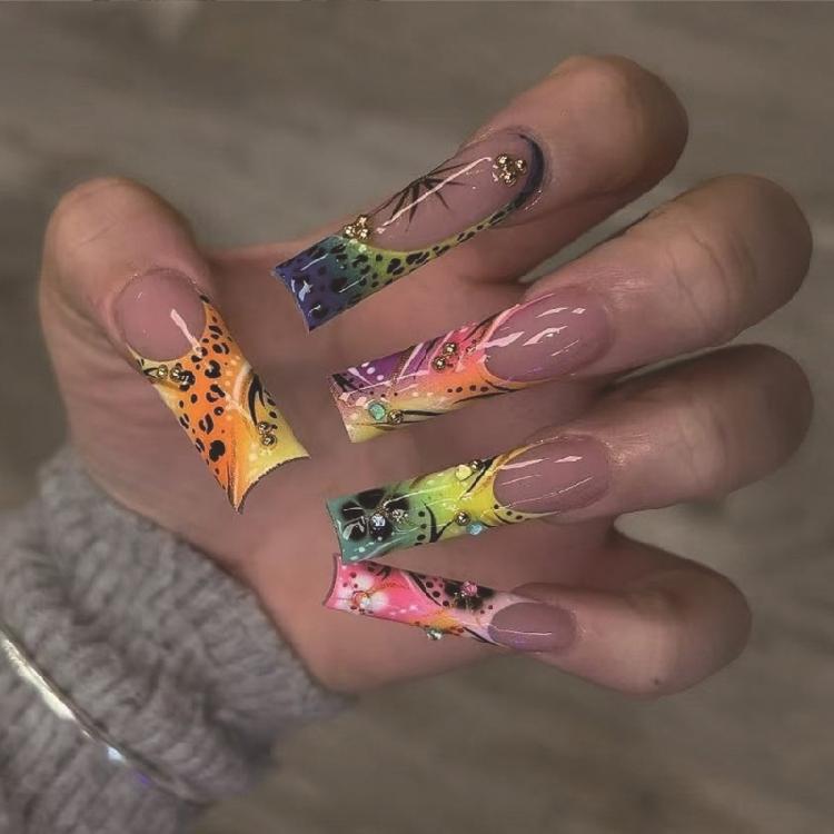Puntas de Uñas Stiletto Pegamento para Uñas Postizas Palillo para Uñas Uñas Adhesivas Uñas a Presión Uña Artificial Falsa para Regalos de Mujeres y Niñas