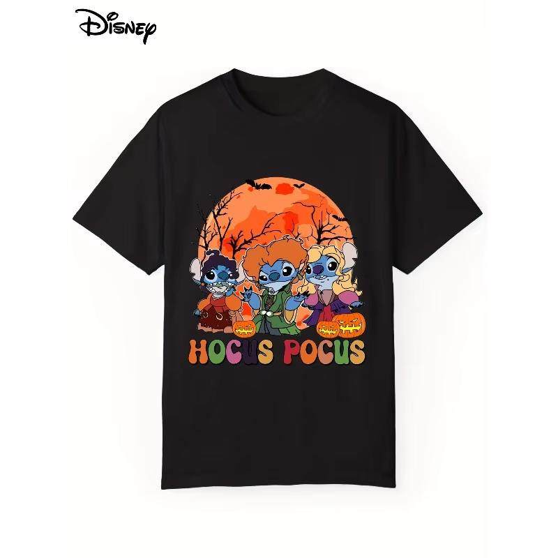 Halloween Stitch Pumpkin Head Cartoon TShirt   Womens  Unisex New Arrival AmericanStyle Oversized Casual ShortSleeve Top S