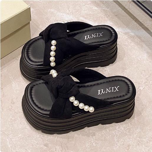 Platform Slippers Sandals Woman Bowknot Thick Sole Slippers Women Chunky Flip Flops New Summer Casual Beach Slides Zapatos Mujer