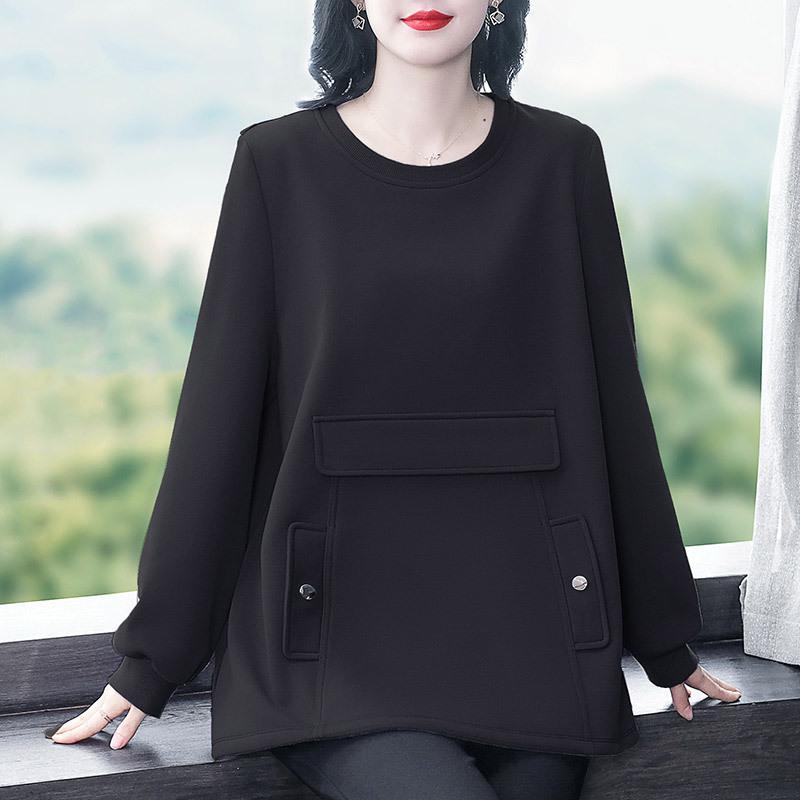 

Повседневная футболка больших размеров для женщин на осень и зиму: Свободный, Универсальный и Стильный для Зрелых Мам 6XL (220-240 jin)