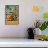 Vintage Surf Van Metal Sign, 20x30cm Retro Beach Wall Art.