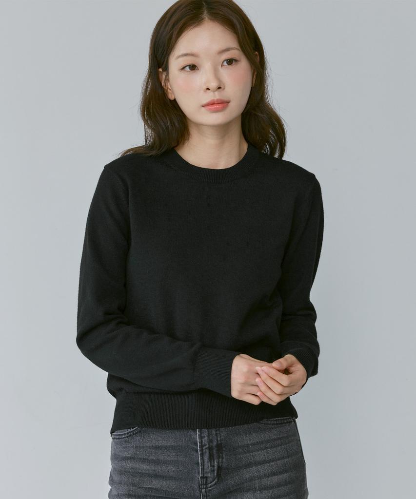 210EDIT Unisex Soft Knit Round Neck [Black]_Zz4Sw070