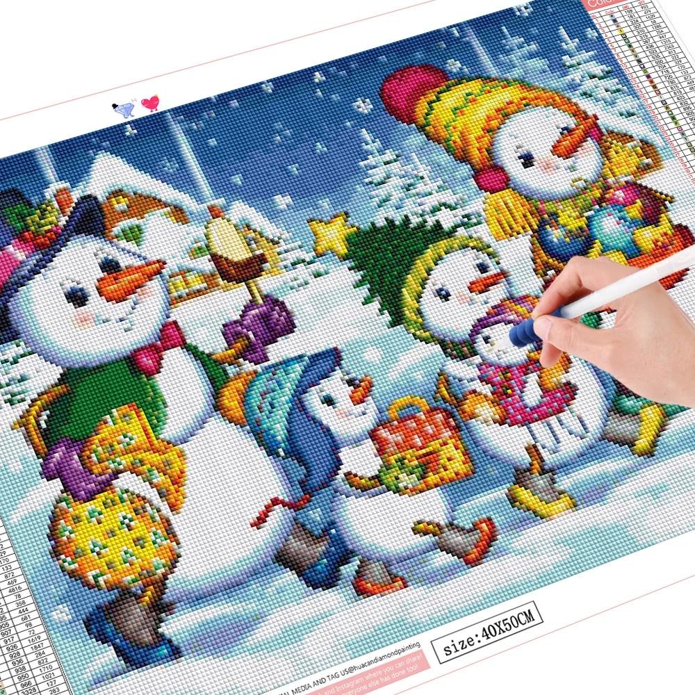 5D DIY Diamond Embroidery Christmas Snowman Handicraft Diamond Painting Landscape Winter Craft Kit Decor For Home