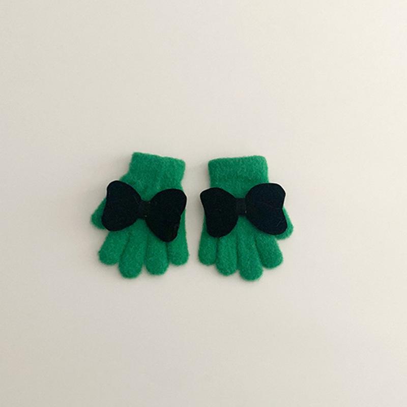 Bow Children's Gloves Sweet Koran Knit Winter Gloves for Girls Warm Cold-Proof Mittens with Fashion Design Cute Kids Wear