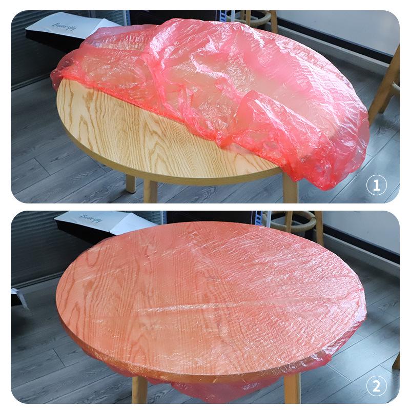 Elastic Disposable Transparent Tablecloth - Oil-proof, Wash-free, Wear-resistant, Thickened PE Plastic for Round or Square Tables
