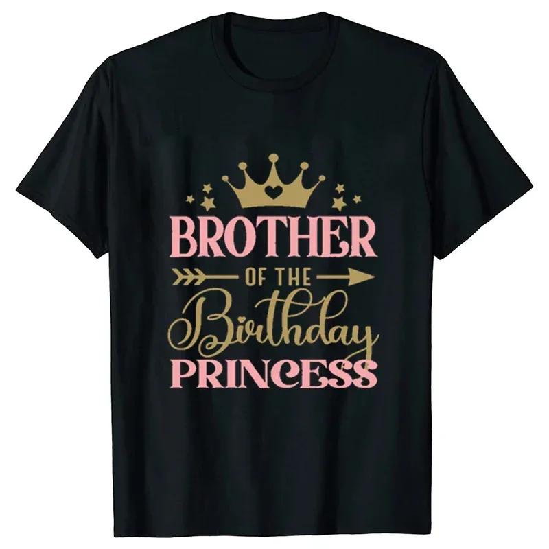 Birthday Princess T-shirt DAD MOM Uncle Aunt Family Gathering Tops Girls Birthday Party Tshirt Short Sleeve Black White Tee