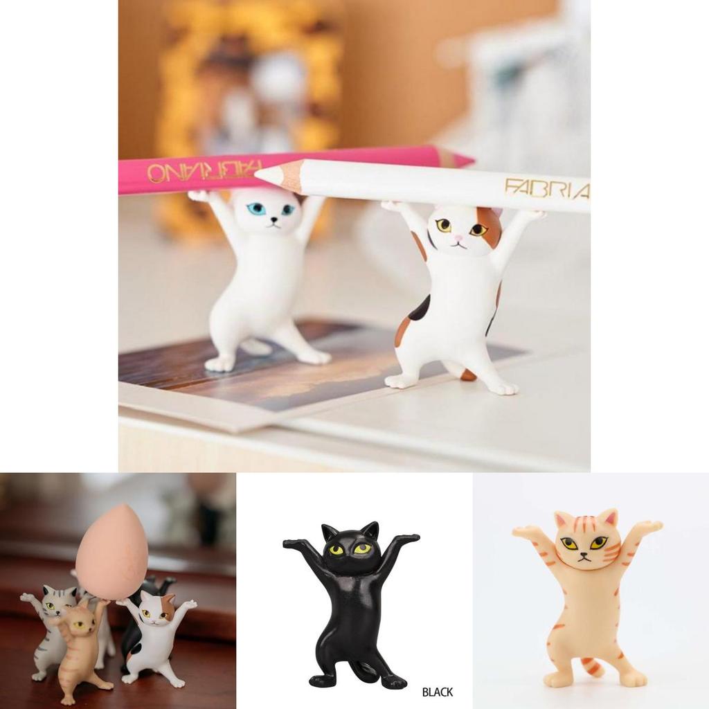 Adorable Cats Pen Holder Doll Ornament With Durable Plastic Earphone Support Stand For Airpods