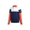 adidas Originals Kleeblatt Kontraststreifen Lässiges Polo Langarm Sweatshirt Unisex Oberteile Weiß Orange Königsblau DV3146
