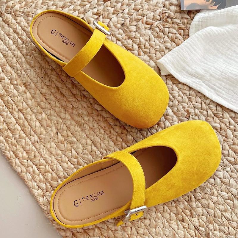 Fashion Fashion Round Toe Shallow Flat Sandals Women High Quality Faux Suede Ballet Flats Women Elegant Comfort Soft Sole Casual Shoes