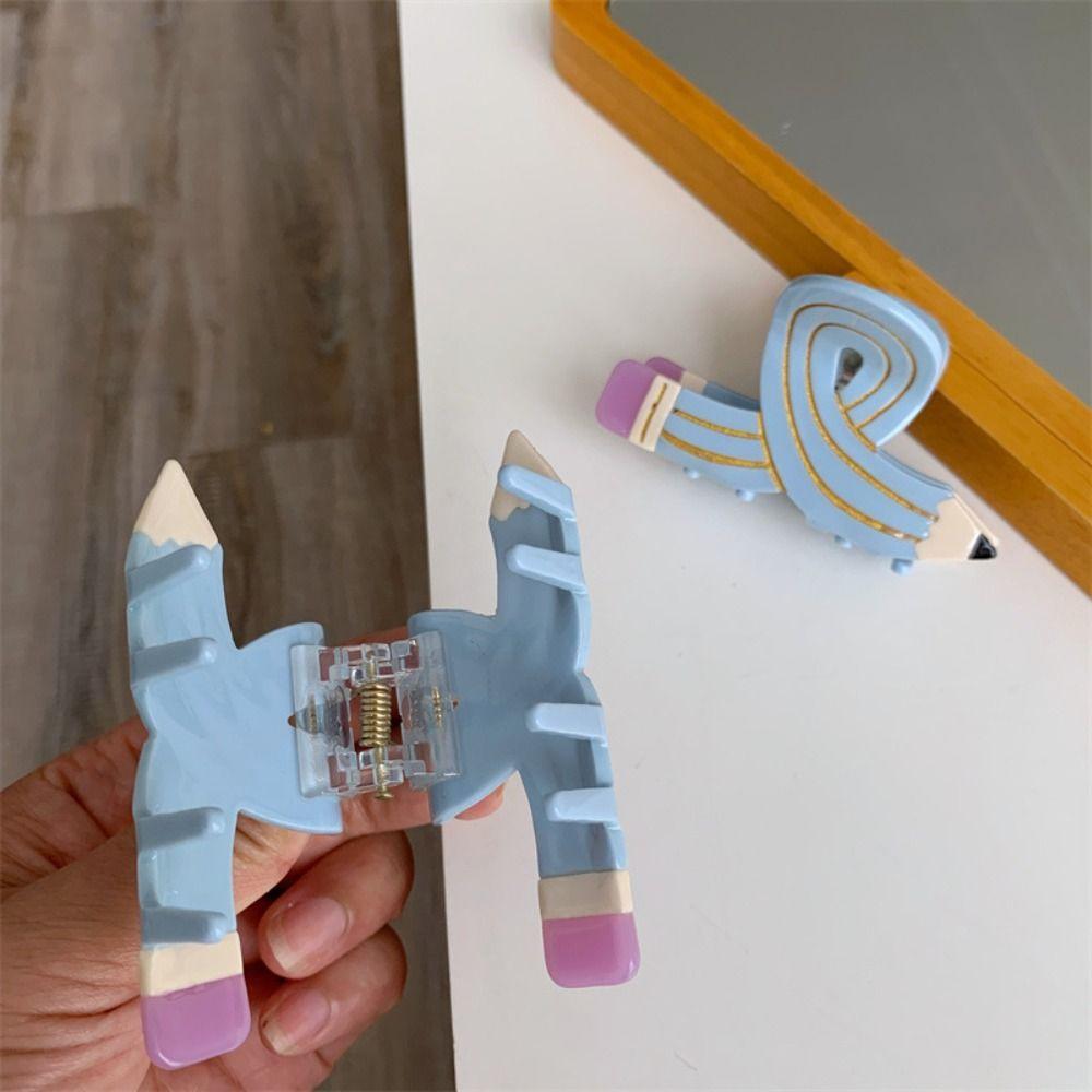 Korean Style Pencil Shape Hair Claw Y2k Pen Shark Clip Lovely Acetate Claw Clip  Daliy