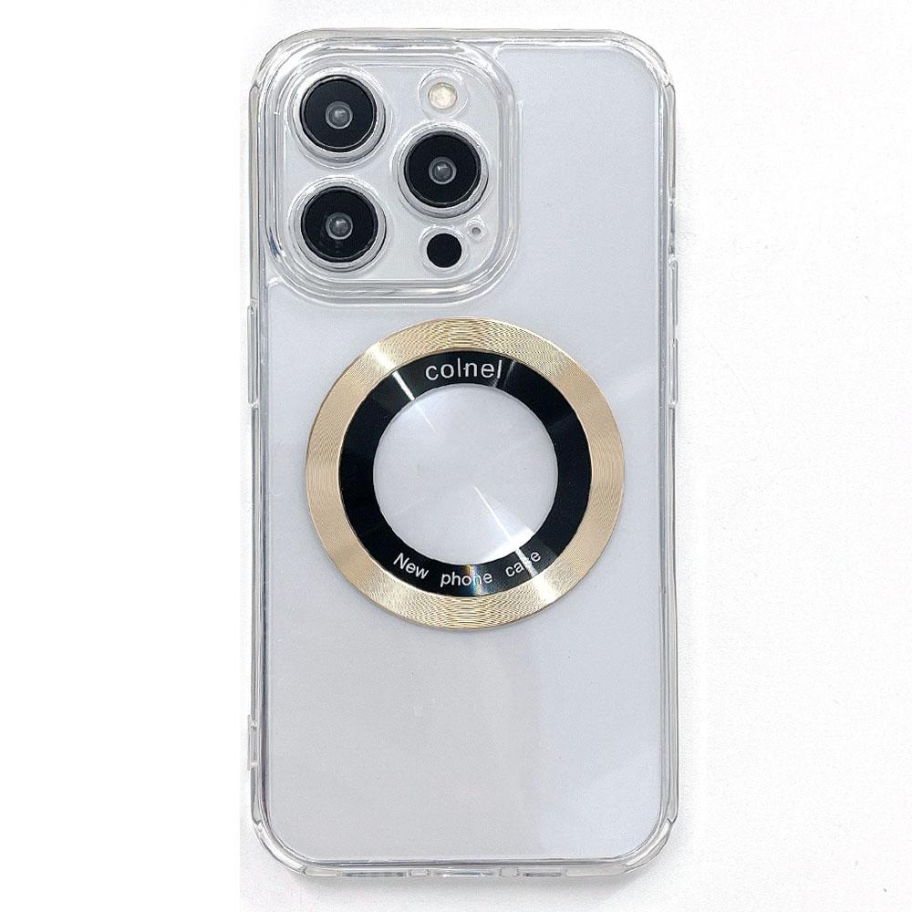 For iPhone 15 Pro Magnetic Case Clear Back Phone Cover TPU+PC with Ring Logo View
