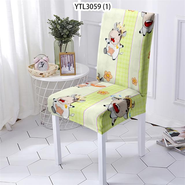 

Чехлы на стулья в растительном стиле, чехлы на кухонные стулья, чехол для обеденного стула с мультяшным животным рисунком, эластичный чехол для стульев из спандекса 1PCS