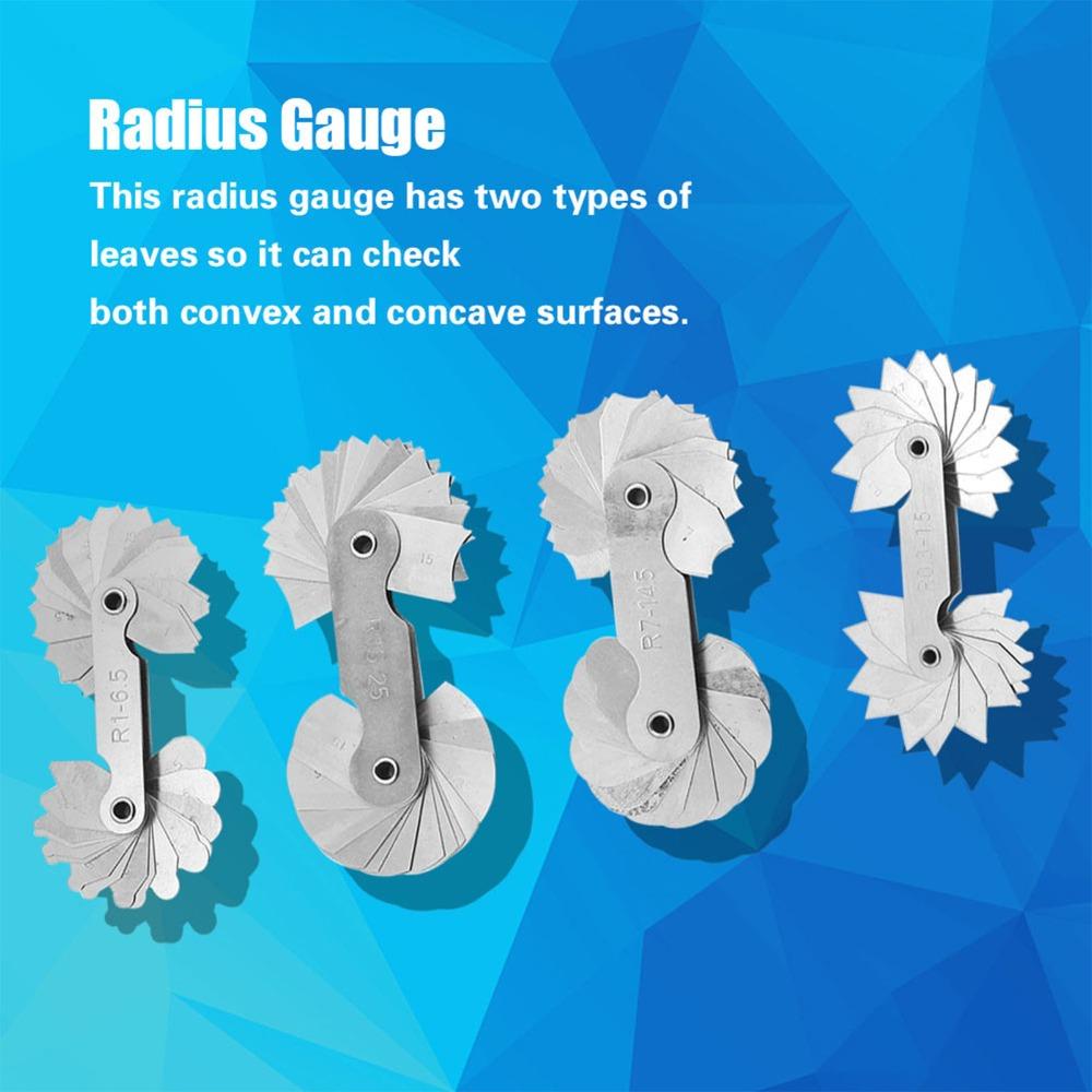 Portable Stainless Steel Radius Gauge External Internal Concave Convex Fillet Gauge Metric Two Types Gauge Set For Tool Makers