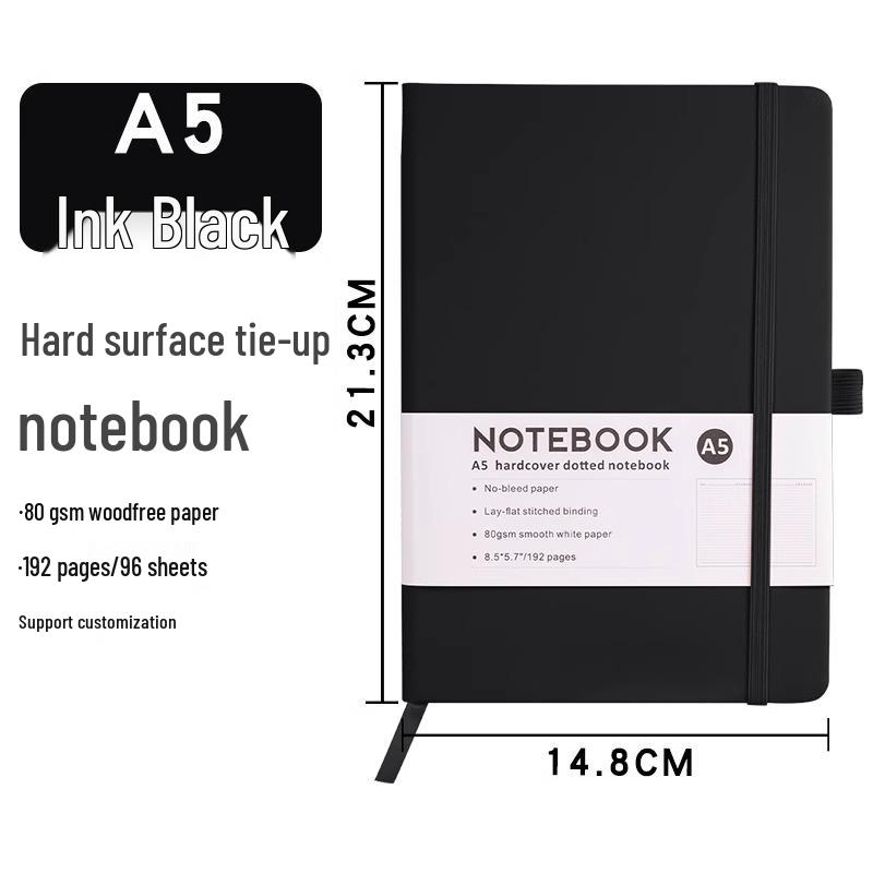 Customizable A5 Leather Strap Notebook with Printable Logo - Simple Business Design