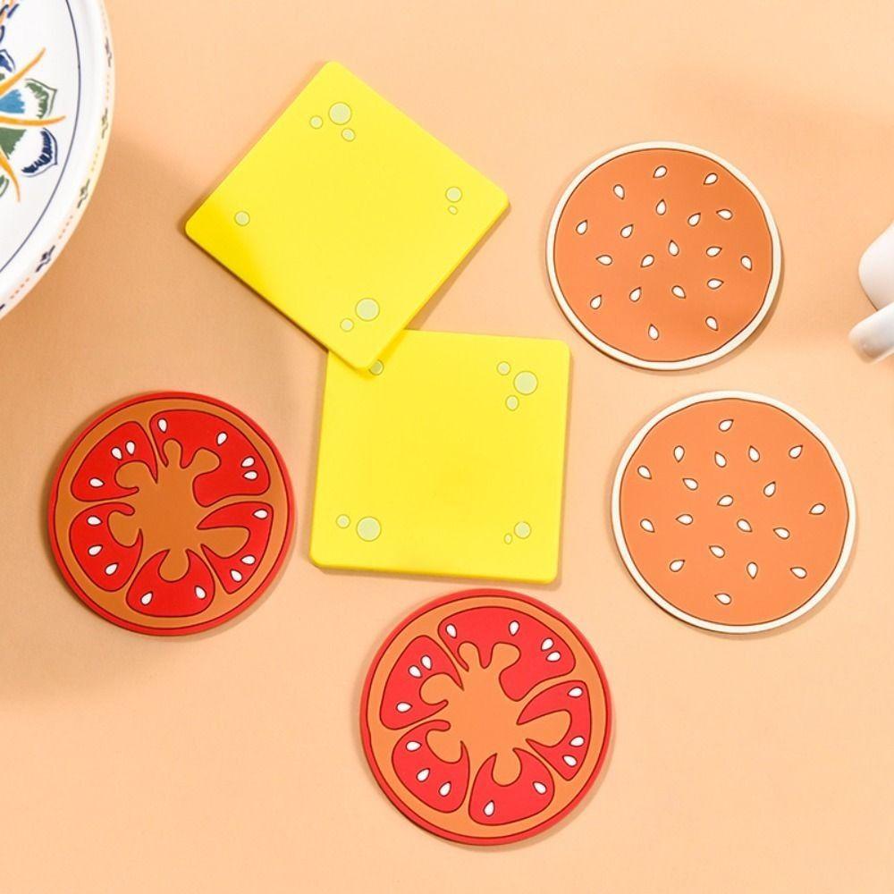 6/9/12pcs Creative Hamburger Coaster Cute Cup Pad Multi-purpose Placemat Shop