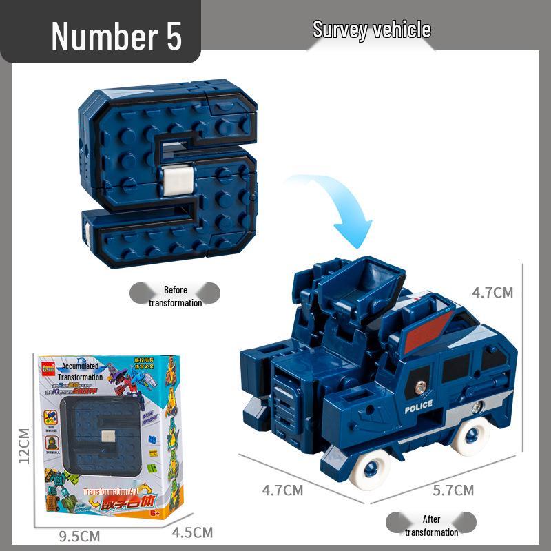 Number Transforming Robot Toy Set for Kids: 0-9 Educational Assembly for Elementary Students