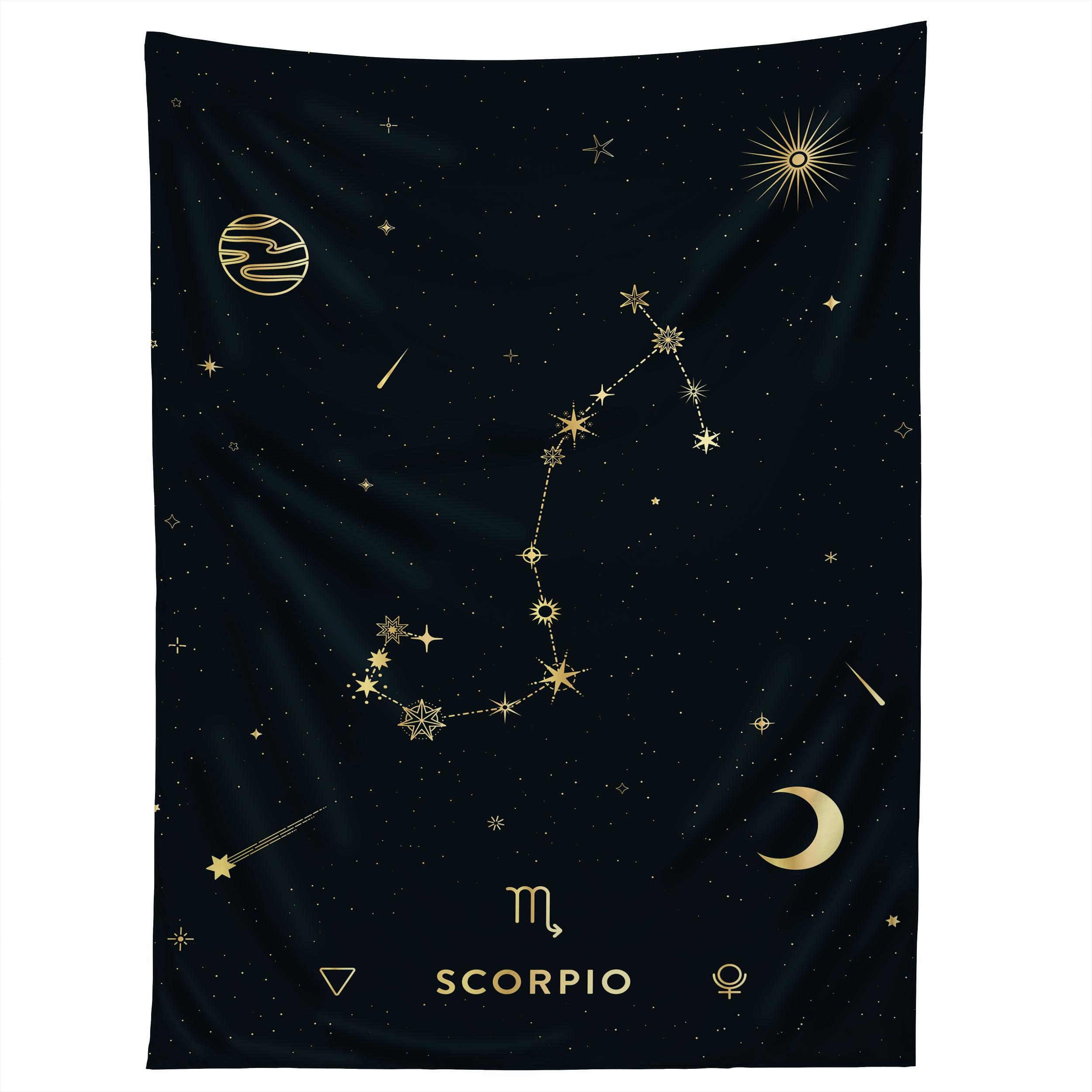 SCORPIO CONSTELLATION IN GOLD tapestry 75x100