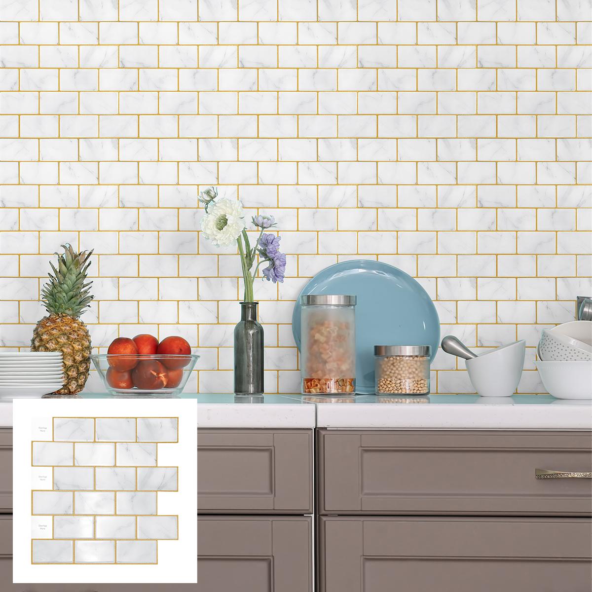 KUUJOJO Self-adhesive wall tile sticker, heat-resistant and waterproof, kitchen backsplash, seamless wall tile wall sticker (as the picture,30PCS)