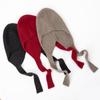 Women's 100% Pure Cashmere Beanie - Fashionable, Warm, Solid Color with Braided Lanyard & Ear Protection