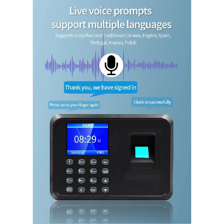 Biometric Fingerprint Attendance Machine Electric Time Clock USB Recorder with Offline Staff Data Management System