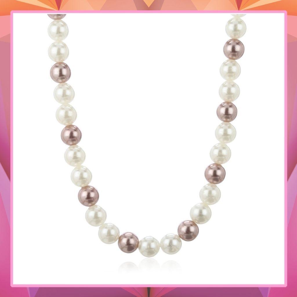 Estele Halskette mit weißen und rosafarbenen Perlen