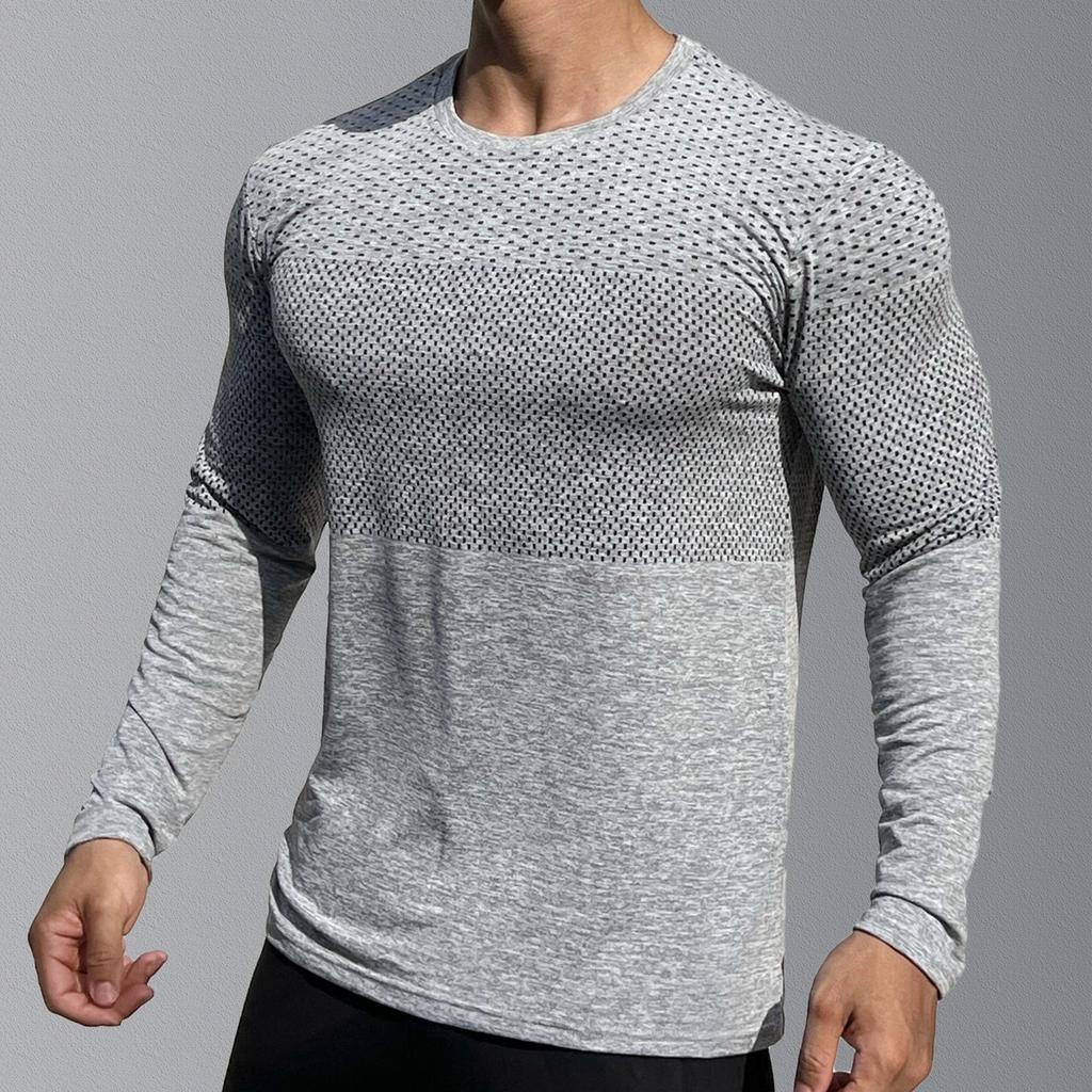 Long Sleeves Quick Dry T-shirt Men Gym Fitness Tees Tops Male Summer Bodybuilding Training Clothing
