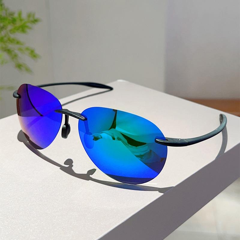 Men Sunglasses Classic Fashion Driving Sports Rimless Oval Male Women's TR90 Frame Sun Eyewear