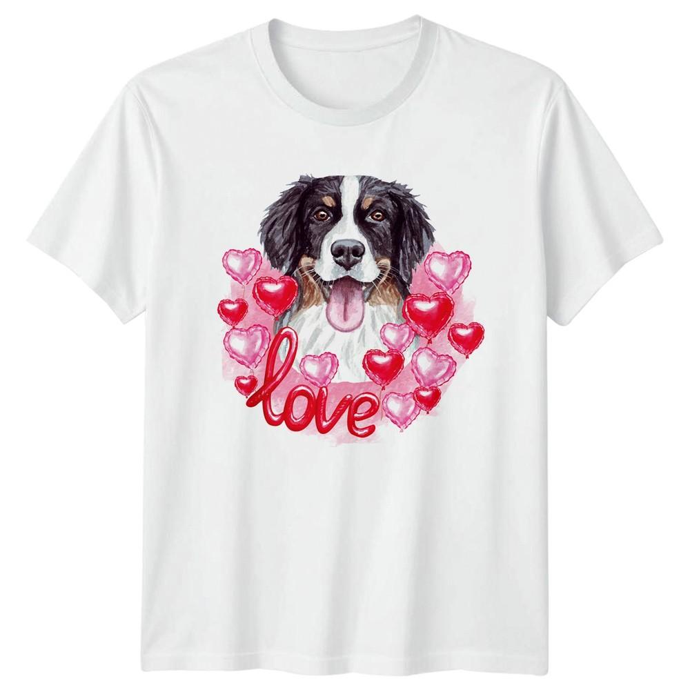 Watercolor Bernese Mountain Dog Love Heart Unisexs TShirt Berner Puppy Dog S