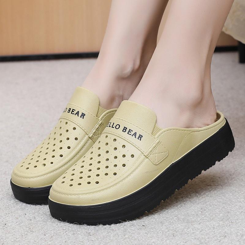 Free Shipping Bag Head Shoes for Women, Waterproof, Breathable and Non-slip, Summer Women's Cool Slippers, and Thick-soled