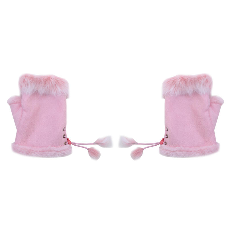 

Модные зимние женские теплые перчатки с сенсорным экраном, полупальцевые, толстые, мягкие, удобные, эластичные перчатки One Size розовый