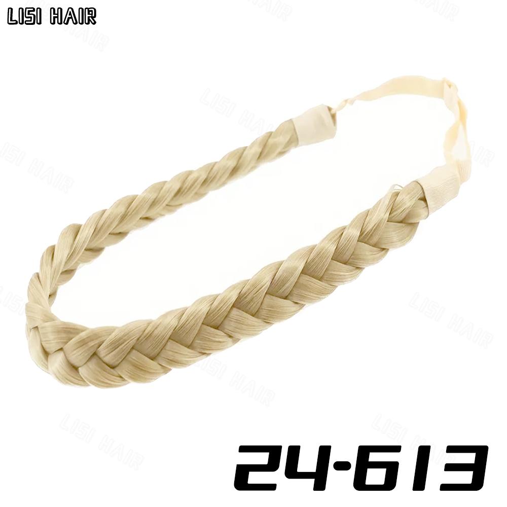 MISSQUEEN Estensioni sintetiche della fascia per capelli intrecciati elastici da 1 pezzo Parrucca classica con trecce larghe e soffici per le donne