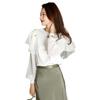 Women's Chic Chiffon Blouse - Autumn 2025 Round Neck, Ruffle Puff Sleeves, Patchwork Design, Small Size, A391.