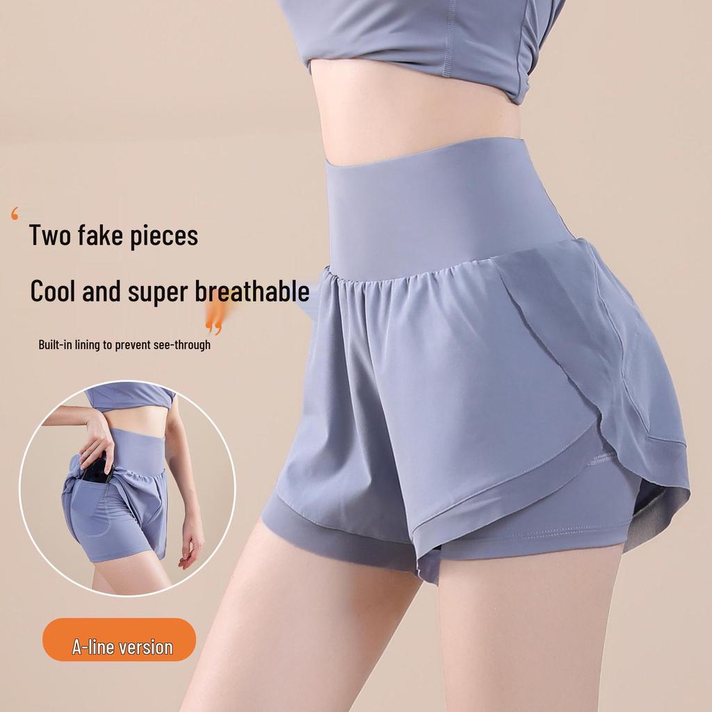 High-Waist Quick-Dry Two-in-One Yoga Shorts - Women's Fashion Casual Loose Fit