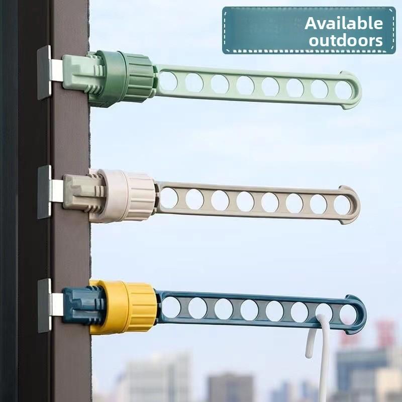 8-hole Portable Buckle Clothes Drying Rack Artifact Windowsill Balcony Hanging Clothes Drying Window Portable Travel Wardrobe